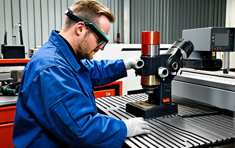 **

"A machinist, fully clothed in appropriate safety gear (safety glasses, work boots, and a clean shop coat), carefully using a digital micrometer to measure a precisely machined metal part in a well-lit machine shop. The background includes various machine tools and organized tool storage. Safe for work, appropriate content, professional setting, modest attire, perfect anatomy, natural proportions, high-quality rendering, realistic."

**