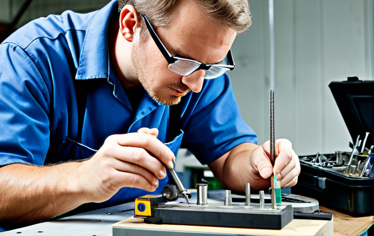 기계가공 기사 필기 교재 리뷰 - Precision Measurement in a Workshop**

"A machinist carefully using a micrometer to measure a metal ...
