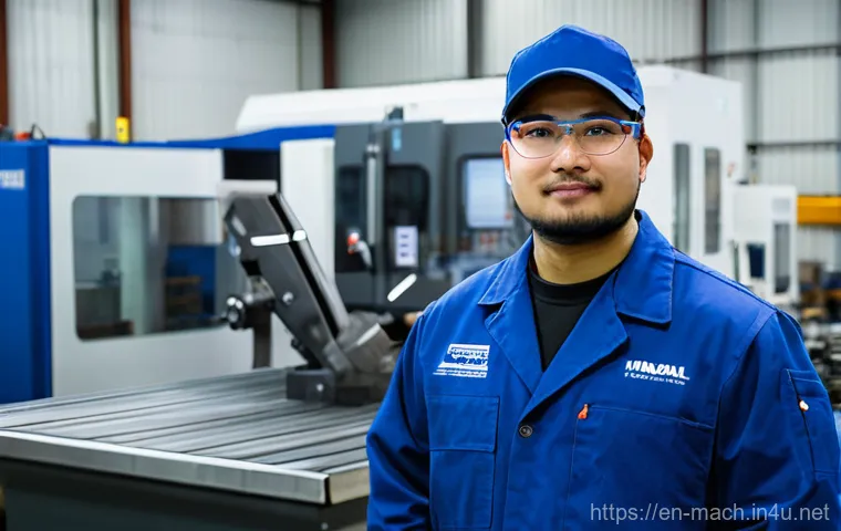 기계가공 관련 자격증 취득 후기 - Image Prompt 1: The Confident Certified Machinist**