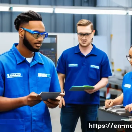 기계가공 자격증 추천 취득 루트 - A modern machining workshop scene showing a diverse group of young adults in safety glasses and indu...