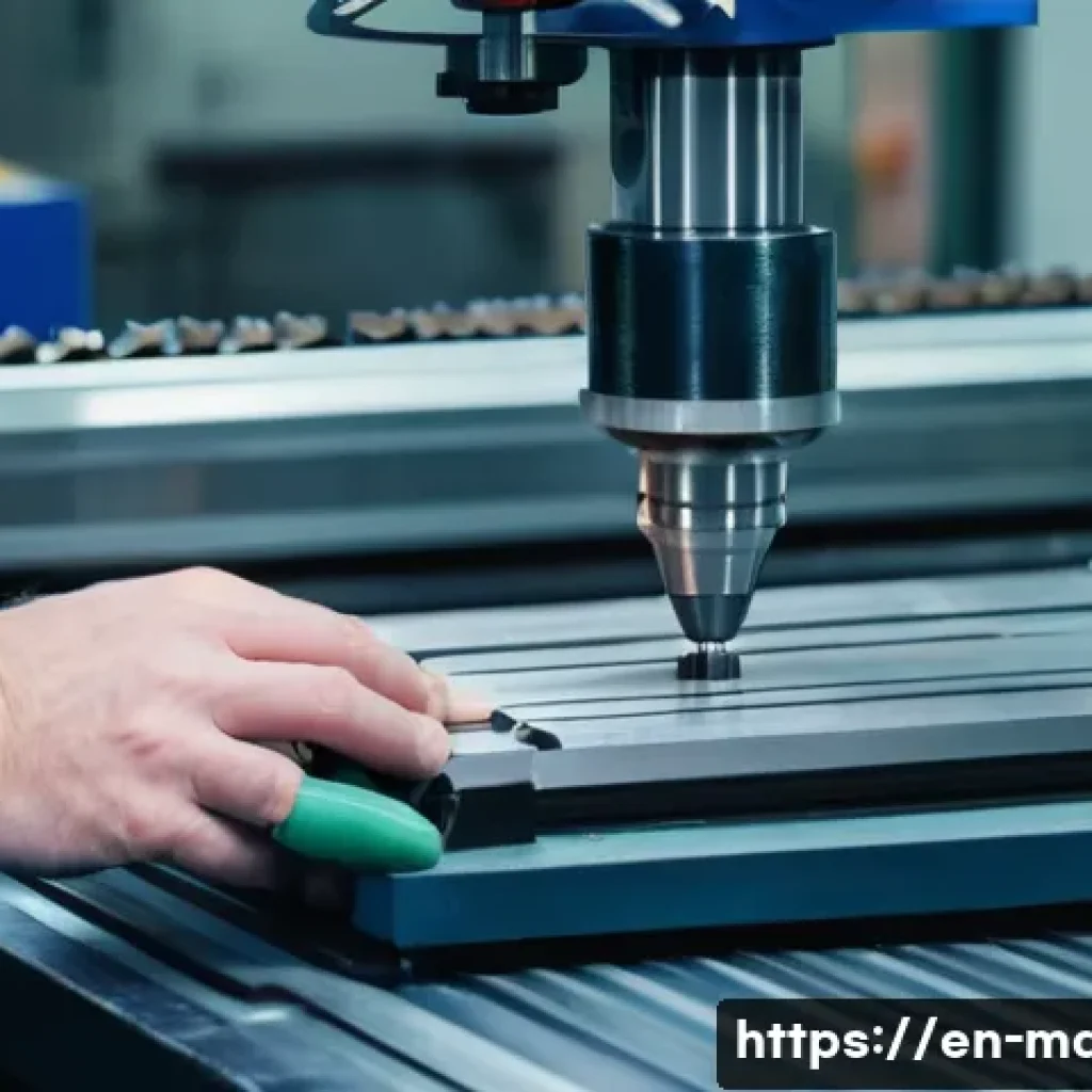 기계가공 실기 시험 문제 유형 - A highly detailed close-up of a machinist’s hands carefully setting tool offsets on a CNC milling ma...